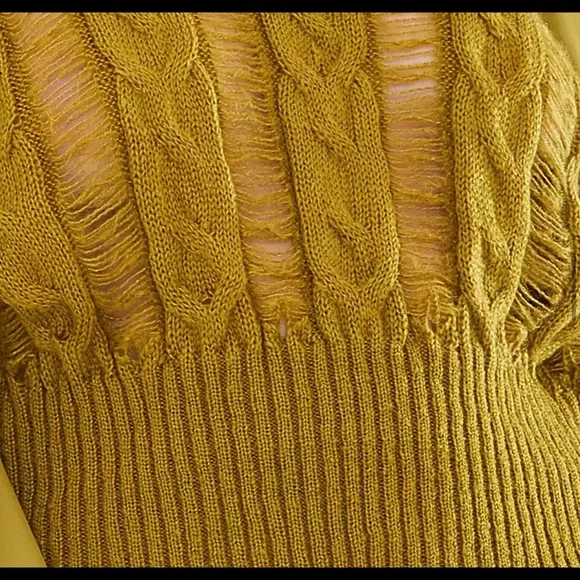 New Bishop Puff Sleeves Distress Crew neck Black color Pull on Sweater - Picture 6 of 12